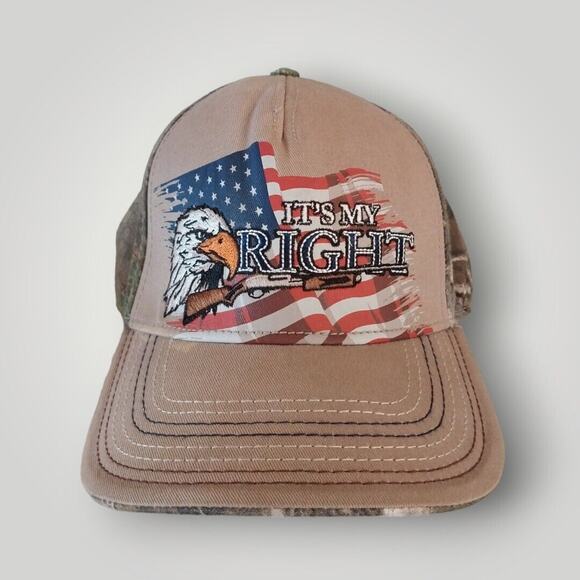 Second Amendment Camouflage Adjustable Hat "It's My Right" USA Eagle - Picture 1 of 6